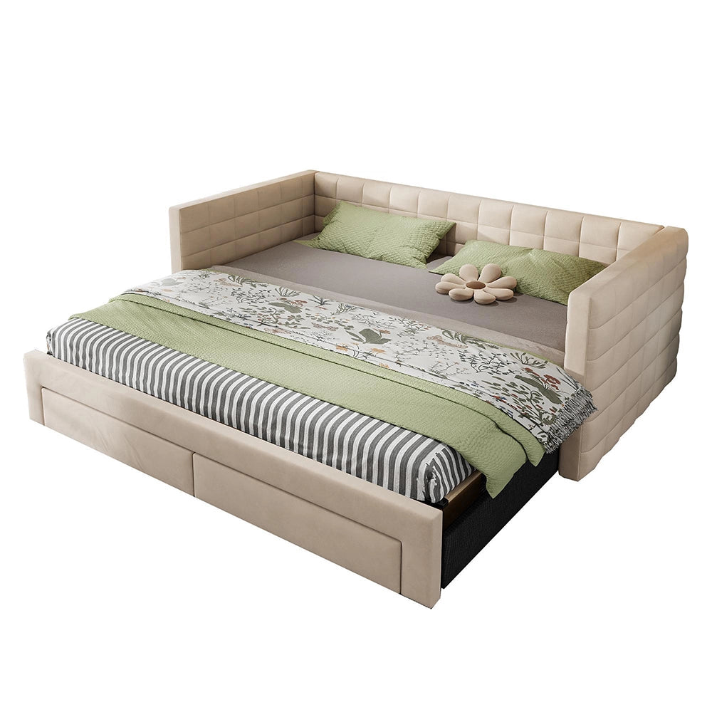 Divano letto 3in1 90x190cm?- Xylo - gigogne cotone/lino beige