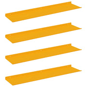 4 pz Mensola | Ripiano | Scaffale sospesa Giallo senape 80 x 18 x 2,5 cm Acciaio