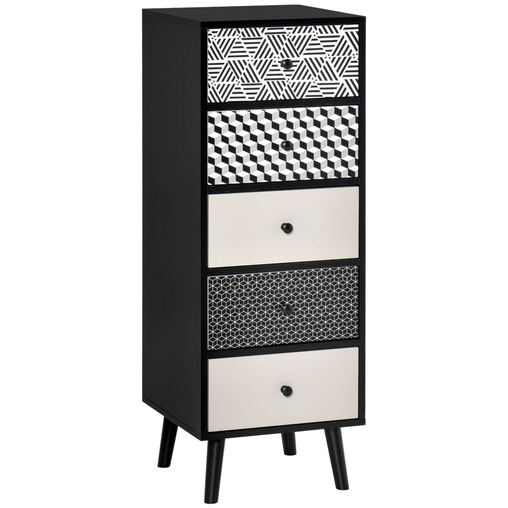 EasyComfort Mobile Cassettiera 5 Cassetti Arredamento Moderno Casa 40x40x111.5cm