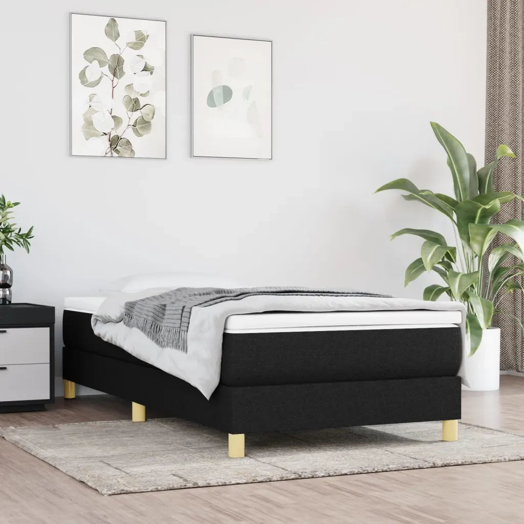 Giroletto a Molle con Materasso-Struttura Letto Nero 80x200 cm inTessuto 321947