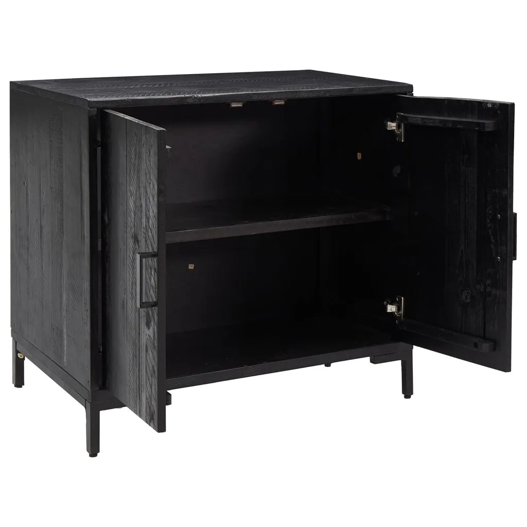 Credenza Nera 75x35x70 cm in Legno Massello di Pino 349924