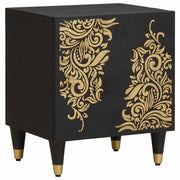 Comodino con porta Nero 40 x 33 x 46 cm Legno di mango massello