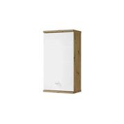 Pensile bagno effetto legno frontale bianco lucido 38x23x70