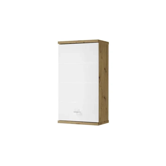 Pensile bagno effetto legno frontale bianco lucido 38x23x70