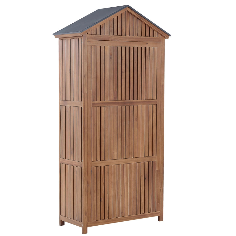 Armadio da Giardino in Legno di Acacia 200 x 100 cm Casetta per Attrezzi da Esterno con Ripiani