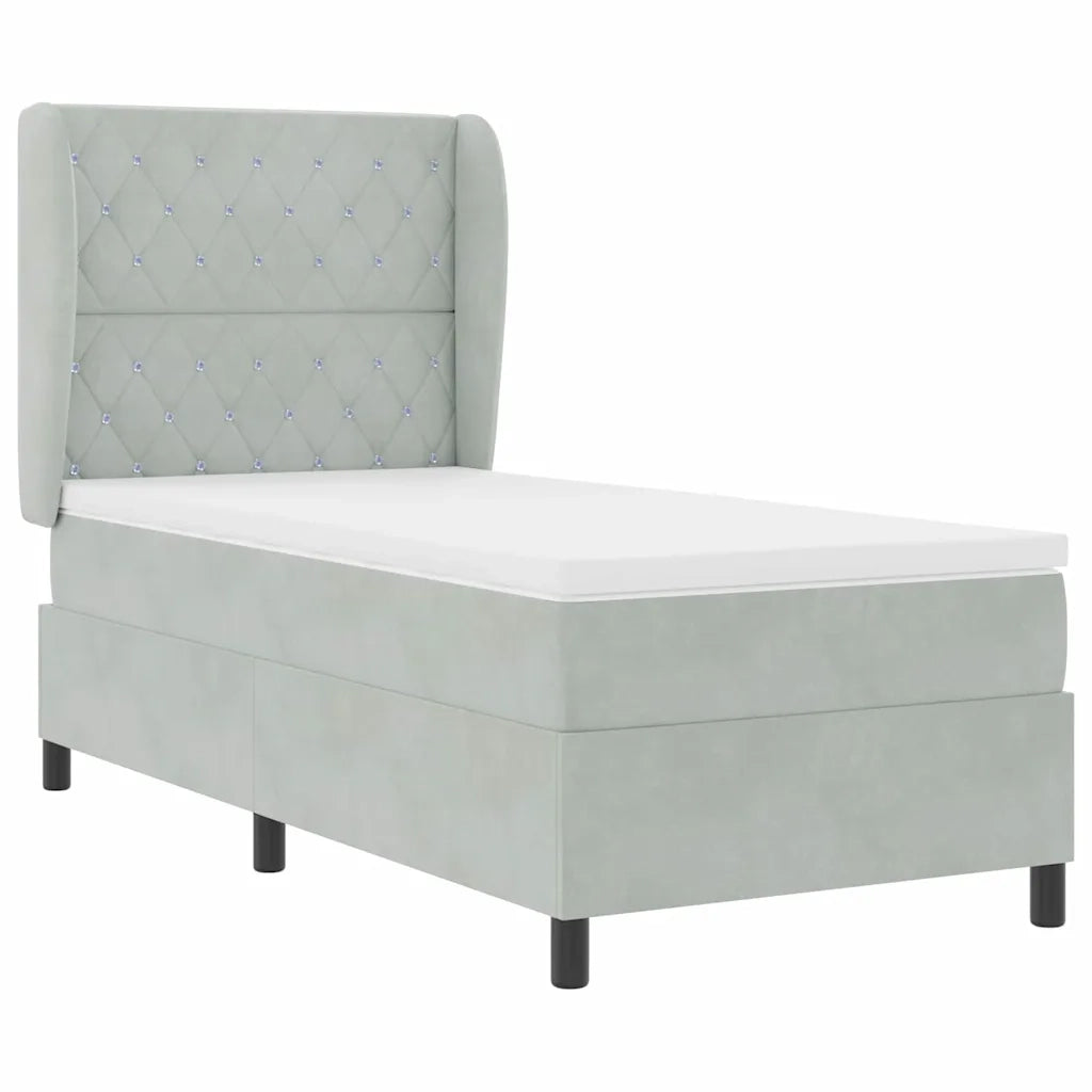 Letto a molle con testiera Grigio chiaro 190 x 90 cm Poliestere 3340850