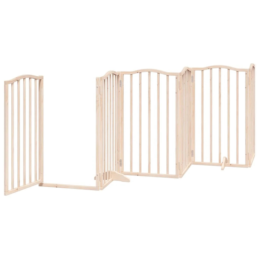 Cancelletto di sicurezza per cani con porta pieghevole 9 pannelli legno di pioppo marrone 02_0023340