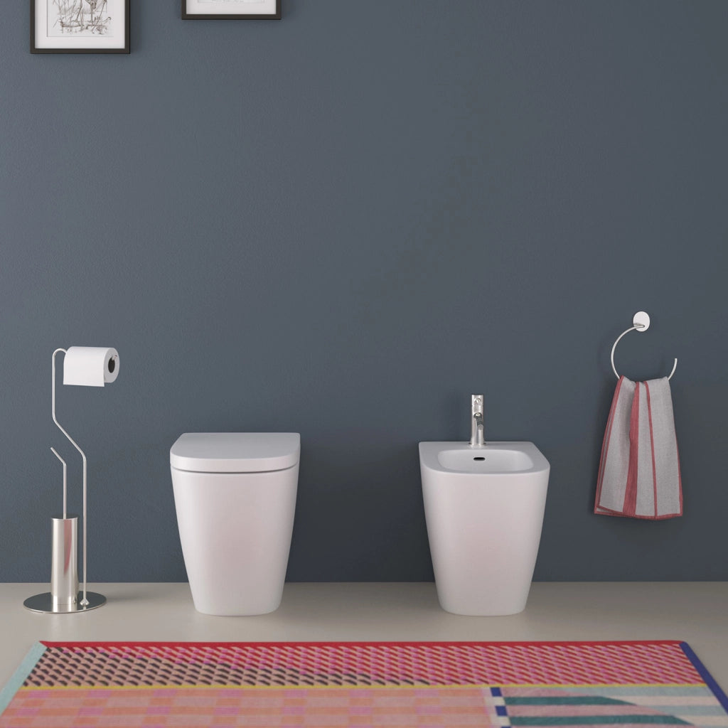 Piantana WC Porta Rotolo e Porta Scopino Lucido in Acciaio Inox Aisi 304 Mod. Airone