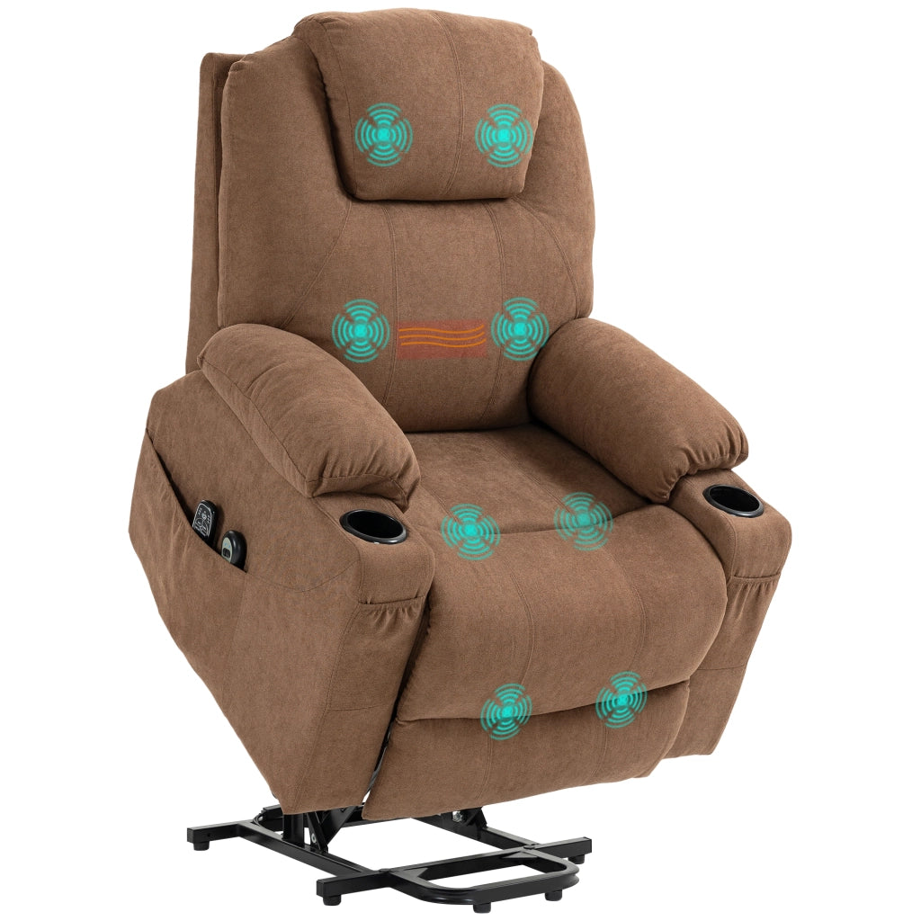 Poltrona Alzapersona Massaggiante Elettrica Reclinabile ¨C Zephmum ¨C Tessuto Grigio Scuro 90x101x107