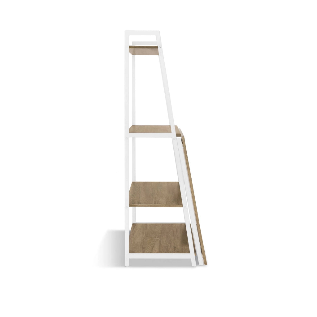 Bimyo - Scrivania pieghevole con libreria salvaspazio 50x41xH128 cm in stile industrial oak