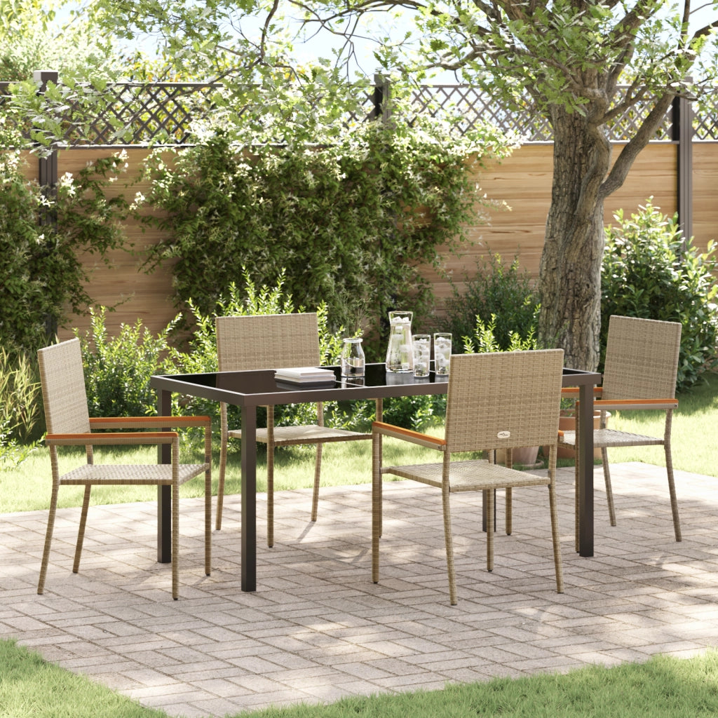 Set da Pranzo da Giardino 5 Pezzi Beige Polyrattan