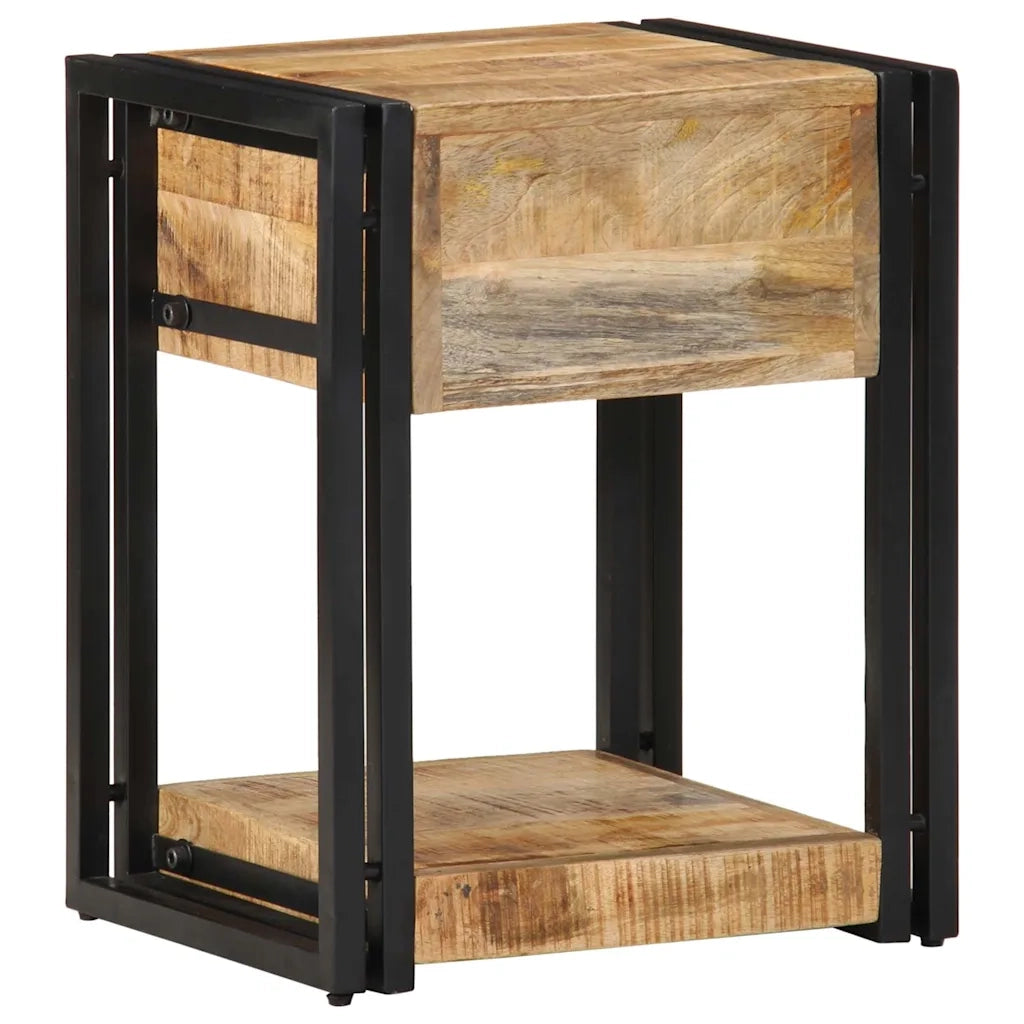 Comodino | Armadio da Notte | Mobiletto da notte 40x35x50 cm in Legno Grezzo Massello di Mango