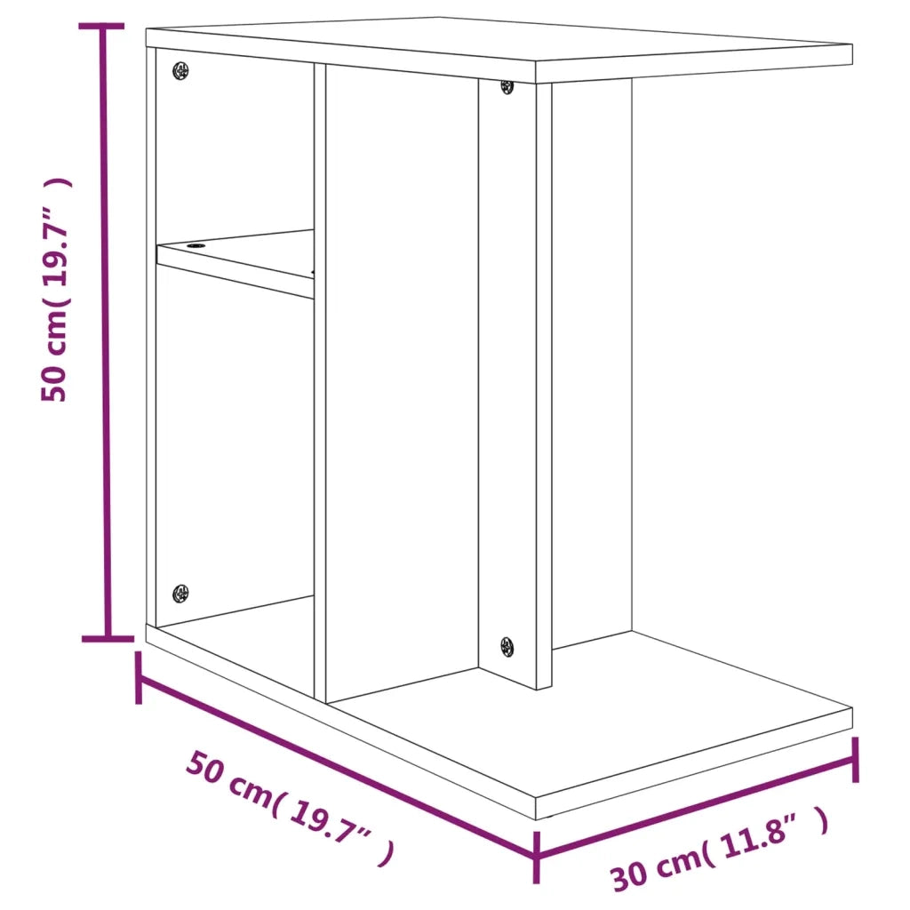 Tavolino da Salotto Rovere Fumo 50x30x50cm Legno Multistrato cod mxl 8007