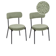 Set di 2 sedie per sala da pranzo Boucle verde chiaro Gambe in acciaio nero Sedute per sala da pranzo di design moderno