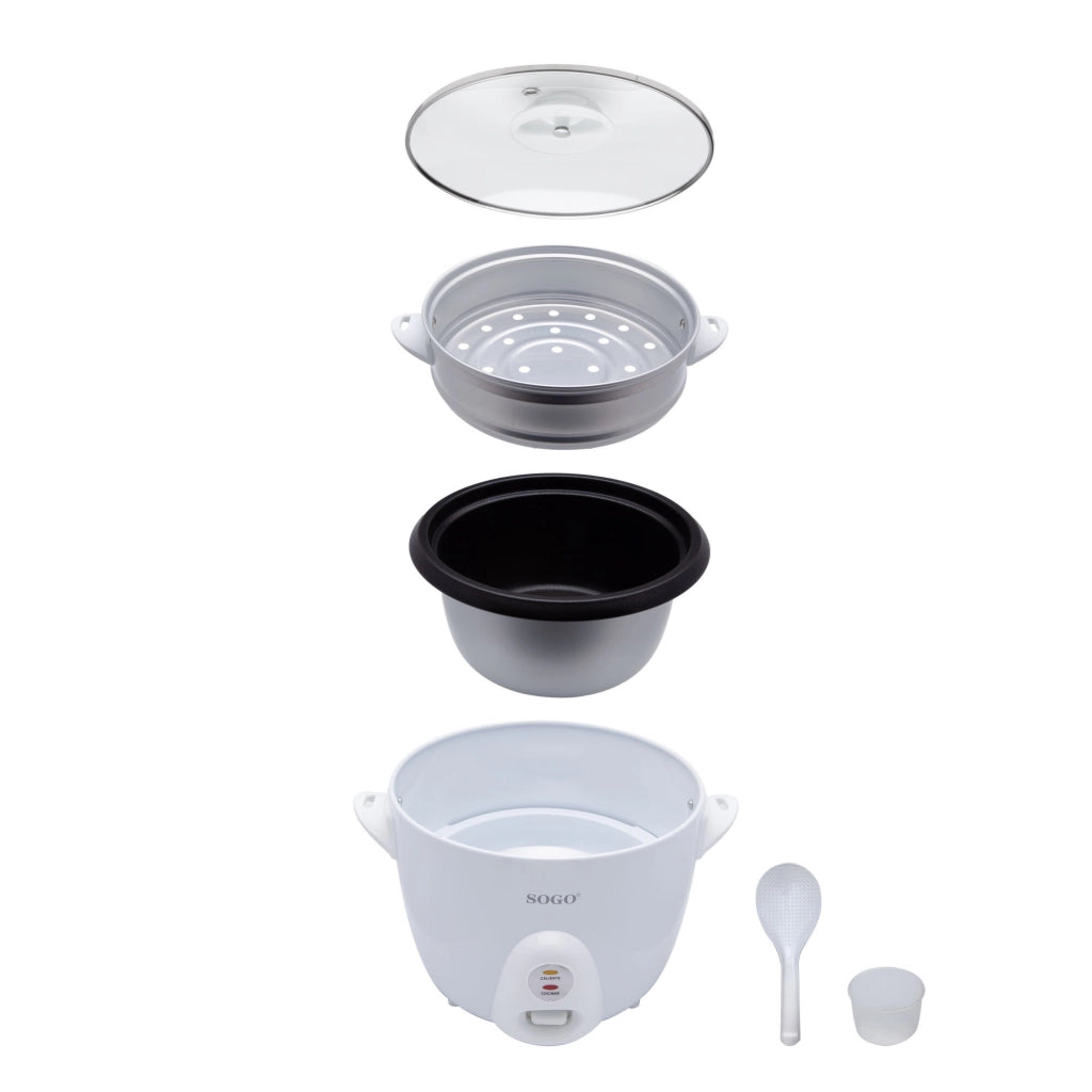 Cuociriso elettrico automatico 1,5 litri, recipiente antiaderente rimovibile, cestello vapore alluminio 500W cucina - SOGO