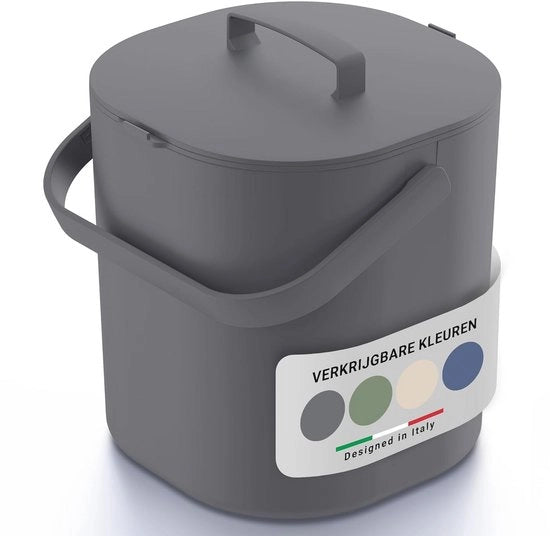 Afvalemmer Keuken 6L - Biobak con Coperchio Sospeso e Filtro Interno - Resistente all'Acqua di Cucina e Senza Odori - Compostemmer con Design Moderno