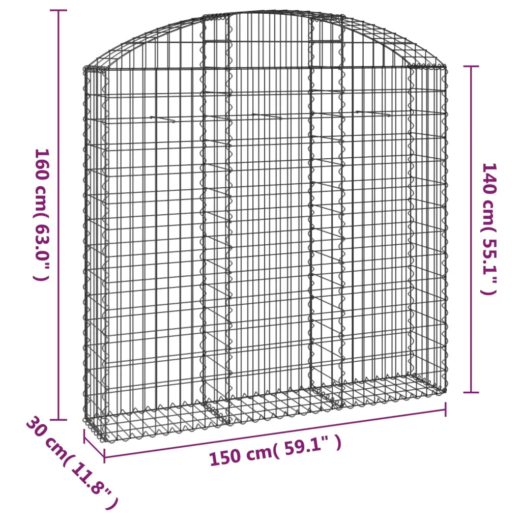 Cesto Gabbione ad Arco 150x30x140/160 cm Ferro Zincato 153447
