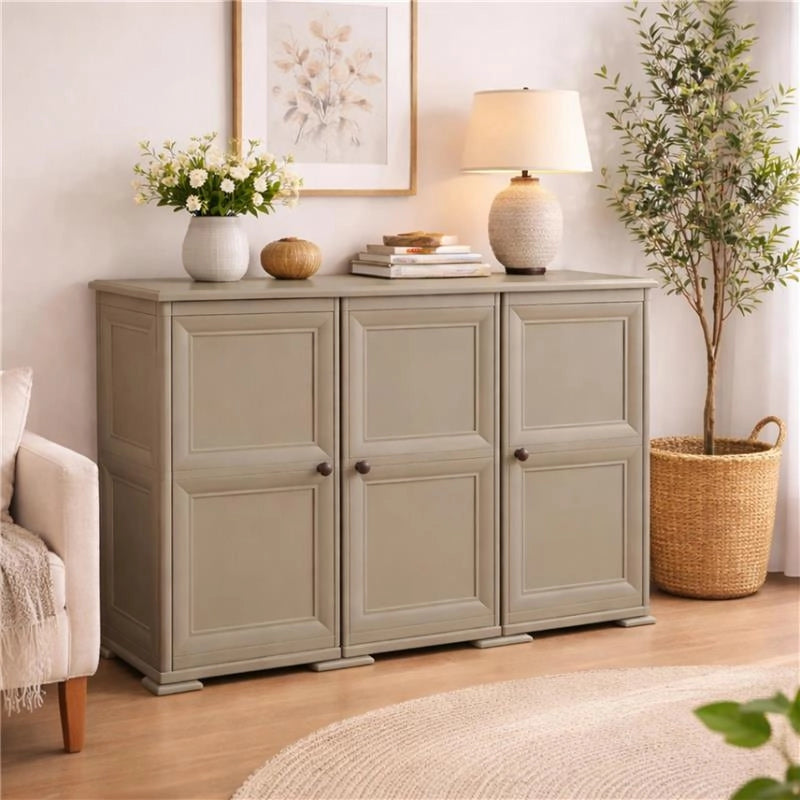 ARMADIO 3 ANTE TALPA 118X43X85,5 CM CON PUNTALI E ANTE EFFETTO LEGNO – MOBILE CONTENITORE SALVASPAZIO PER ZONA GIORNO