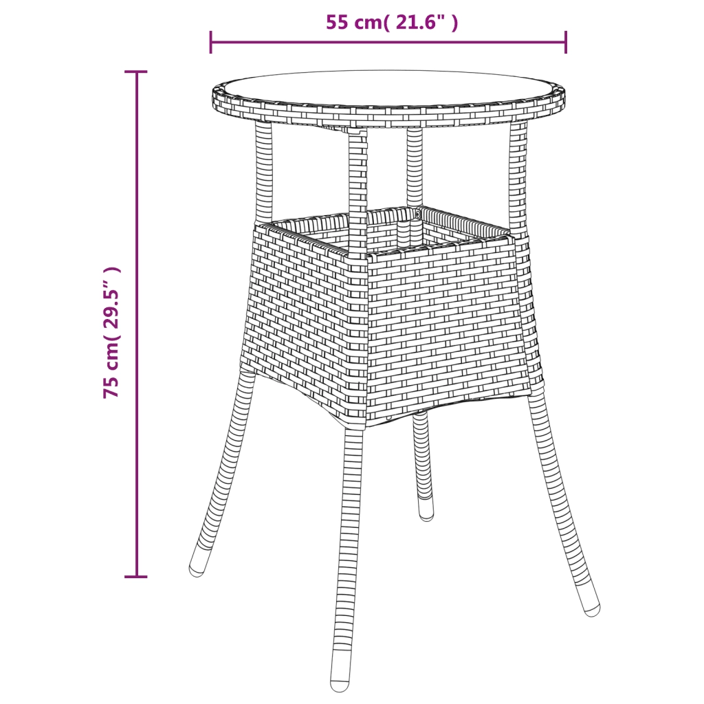 Set Bistrò da Giardino 3 pz con Cuscini in Polyrattan Nero 3187432