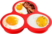 Forma per Uova in Silicone da Cucina - 3 Cavitazioni Padella aeree - Multifunzionale per Forno, Microonde, Padella aeree - Sicuro per l'Alimentazione in Silicone - Adatto per Uova, Muffins, Piccoli Tortini - Rosso - Accessorio da Cottura Pratico
