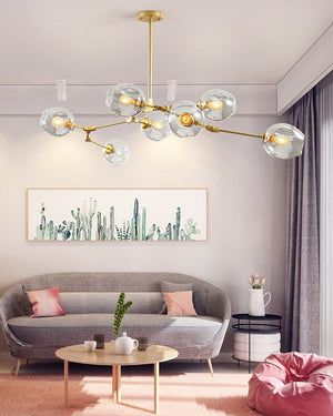 Lampada A Sospensione Sfere Di Vetro 7 Bracci APP507-7C Oro