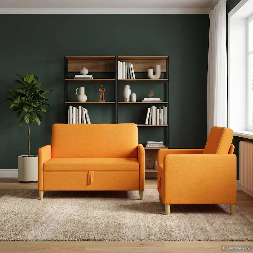 Set di Divani con Storage 2 pcs Giallo Scuro Poliestere 3429157