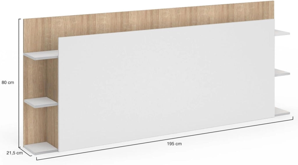 Cabecero CIRI para camas de 140 y 160 CM con compartimentos blancos y de madera