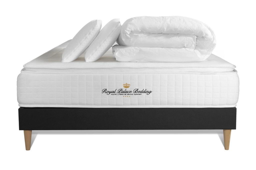 Pacchetto letto completo - Materasso 200x200cm + Box spring con doghe (kit) + 2 cuscini + Piumino - George V