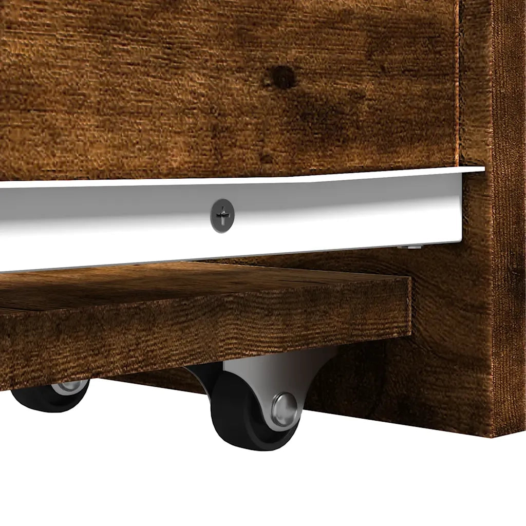 Armadietto da Bagno Stretto con Ruote Rovere Fumo in Truciolato