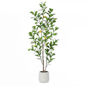 Pianta Artificiale di Limone 180 cm con Frutti Realistici in un Vaso Bianco, Pianta Artificiale per Decorazione Moderna (1 Pezzo)