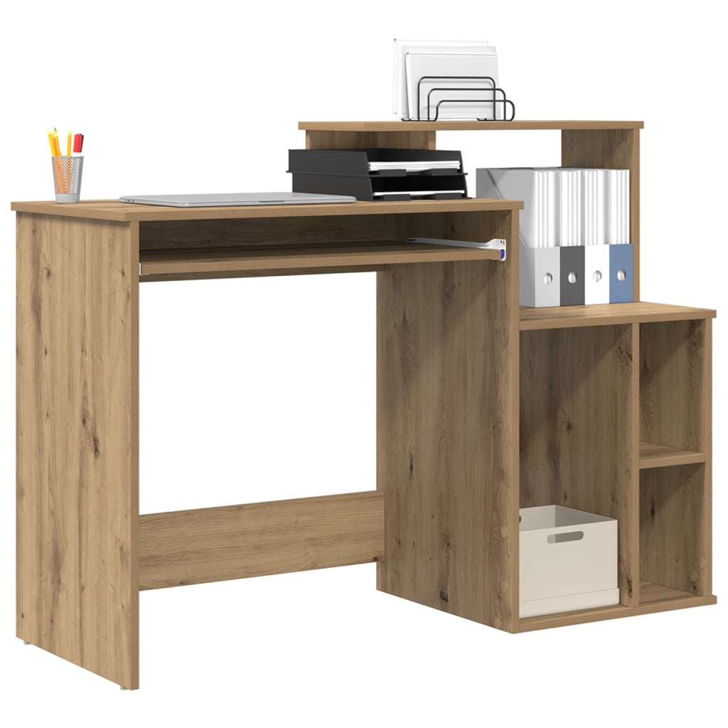 Scrivania con spazio di archiviazione in rovere artigianale 120.5x44x88.5 cm Legno ingegnerizzato