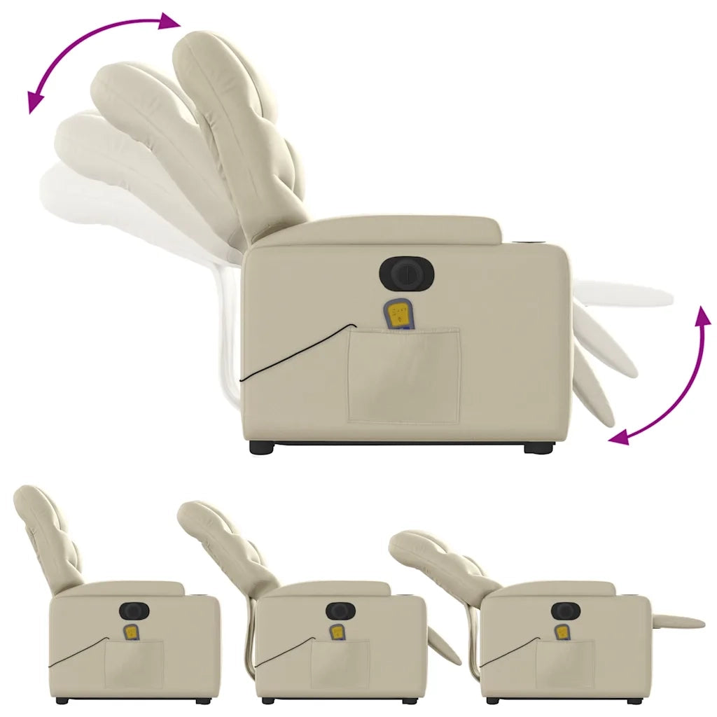 Poltrona Alzapersona Elettrica Reclinabile Crema in Similpelle 3204680