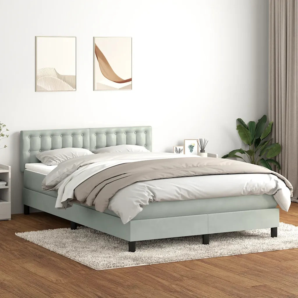 Giroletto a Molle con Materasso Grigio Chiaro 160x220cm Velluto 3316647