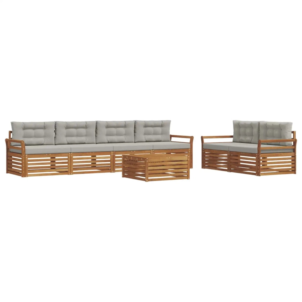 Set di divani da esterno 7 pcs Grigio Naturale e Chiaro 3373061