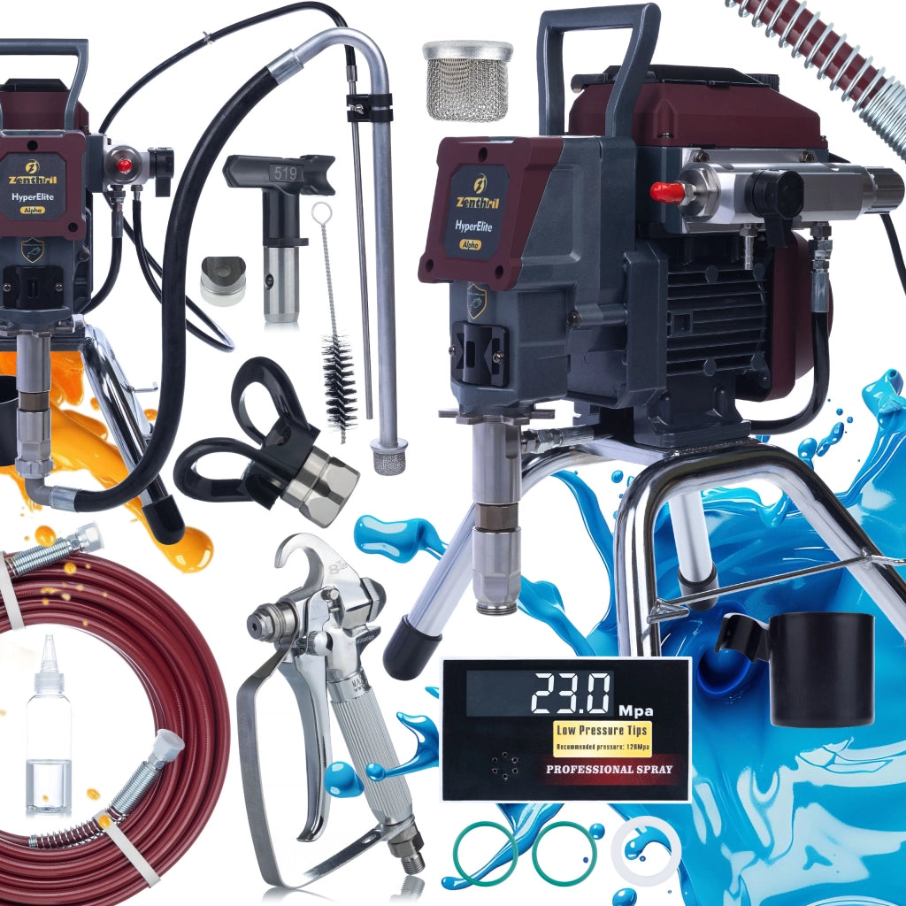 Pompa Airless Zenthril Alpha 1500W – 20MPa, 2L/min | Tecnologia HyperElite | Verniciatura Professionale