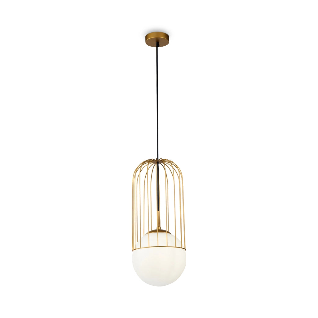 Maytoni Sospensione contemporanea Telford 1 luce E27 oro metallo diffusore vetro