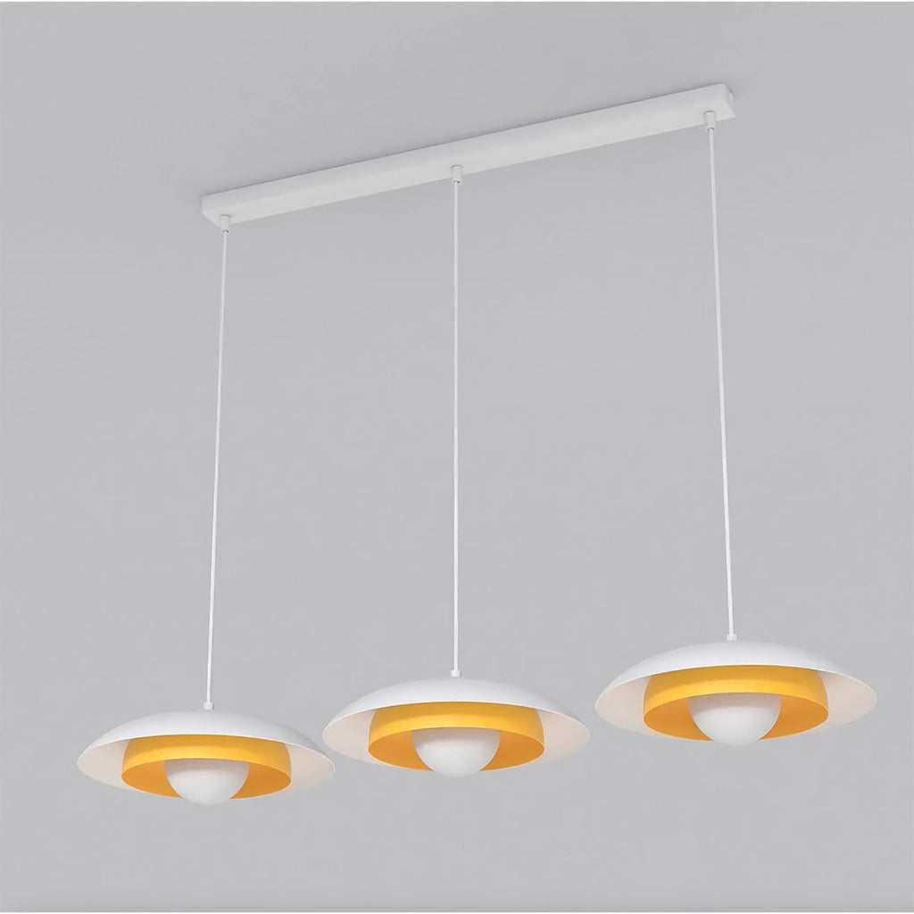 Lampada a sospensione Skin in acciaio bianco con dettagli arancioni