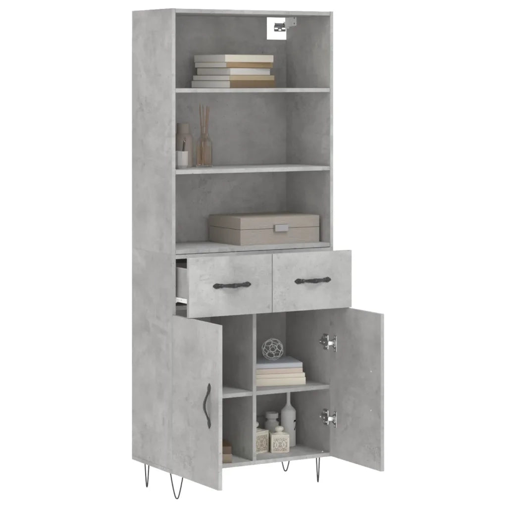 Credenza | Madia | Buffet da pranzo | Armadio da pranzo Grigio Cemento 69,5x34x180 cm in Legno Multistrato