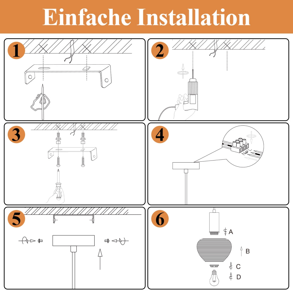 Lampada a sospensione ZMH da pranzo in stile vintage a 1 luce (lampadina non inclusa)