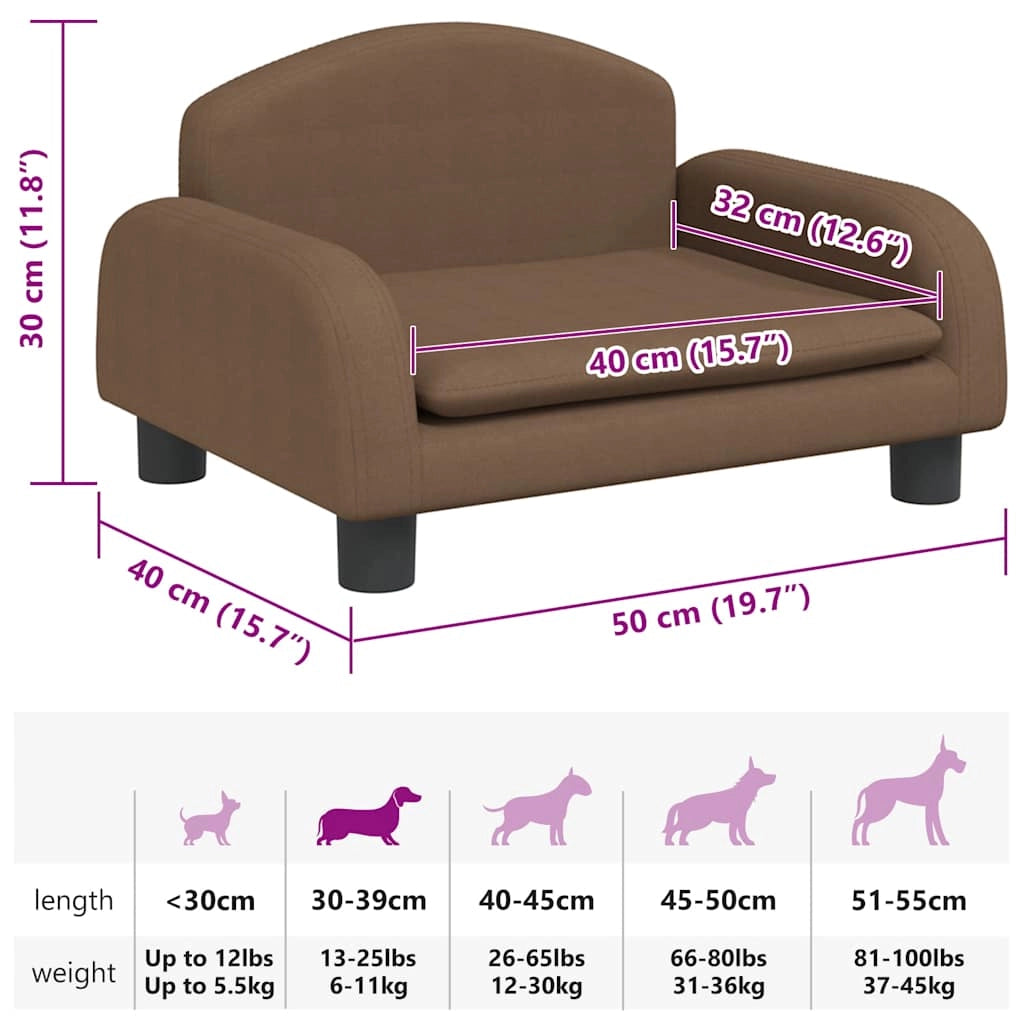 Cuccia per cani comoda cesta da divano 50 x 40 x 30 cm tessuto marrone 02_0042680