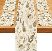 Set di placchette di Pasqua per 4 con forme di coniglio/carota - Decorazione da tavola per Pasqua - Dimensioni 180x30 cm - Adatto per la festa di Pasqua - Tovaglia da tavola