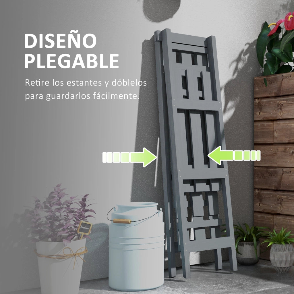 Libreria per Piante Pieghevole 3 Livelli ¨C zephmum ¨C Grigio 100x36x112 cm