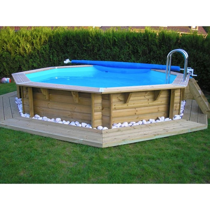 Piscina In Legno Ottagonale Northwood 510 -  5,10 H1,20 M - Liner Blue