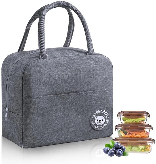 Lunchtas Termico, Tas Insolato, Picnic Tascabile, Mini Tas Insolato, Tascabile Tazza per Picnic/Scolastico/Lavoro Ufficio (Grigio)