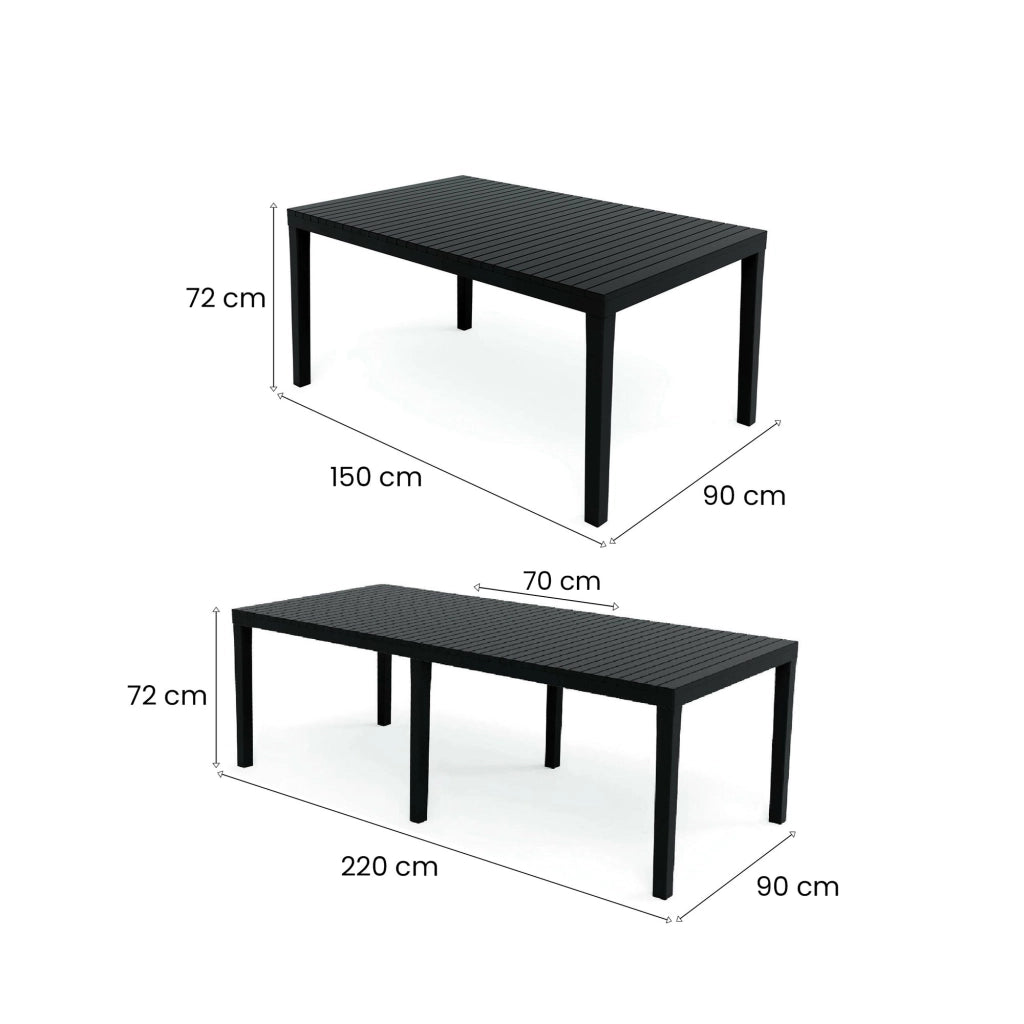 Arabesch, Tavolo da Esterno 10 Posti Made in Italy, 90x220x72h cm Nero Antracite