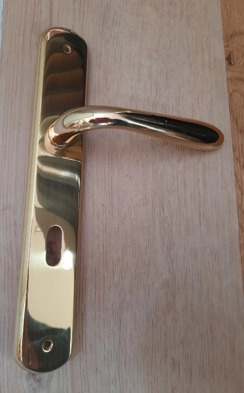 MANIGLIA 'GOCCIA' CON PLACCA  Bronzo graffiato lucido