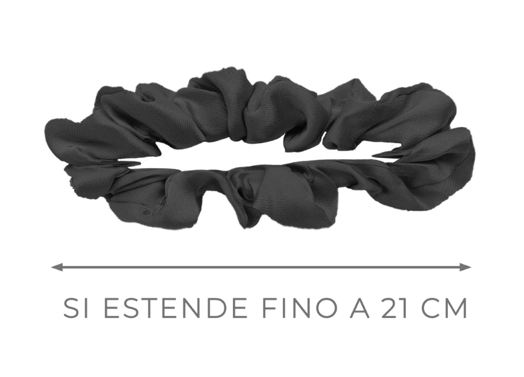 Scrunchies Elastico Per Capelli Crespi 100% Seta In Tinta Unita - Scrunchies - Grigio Scuro