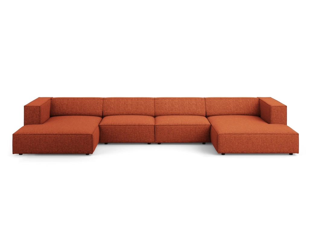 Cosmopolitan Design - Divano panoramico "Arendal" 6 posti in ciniglia terracotta 
