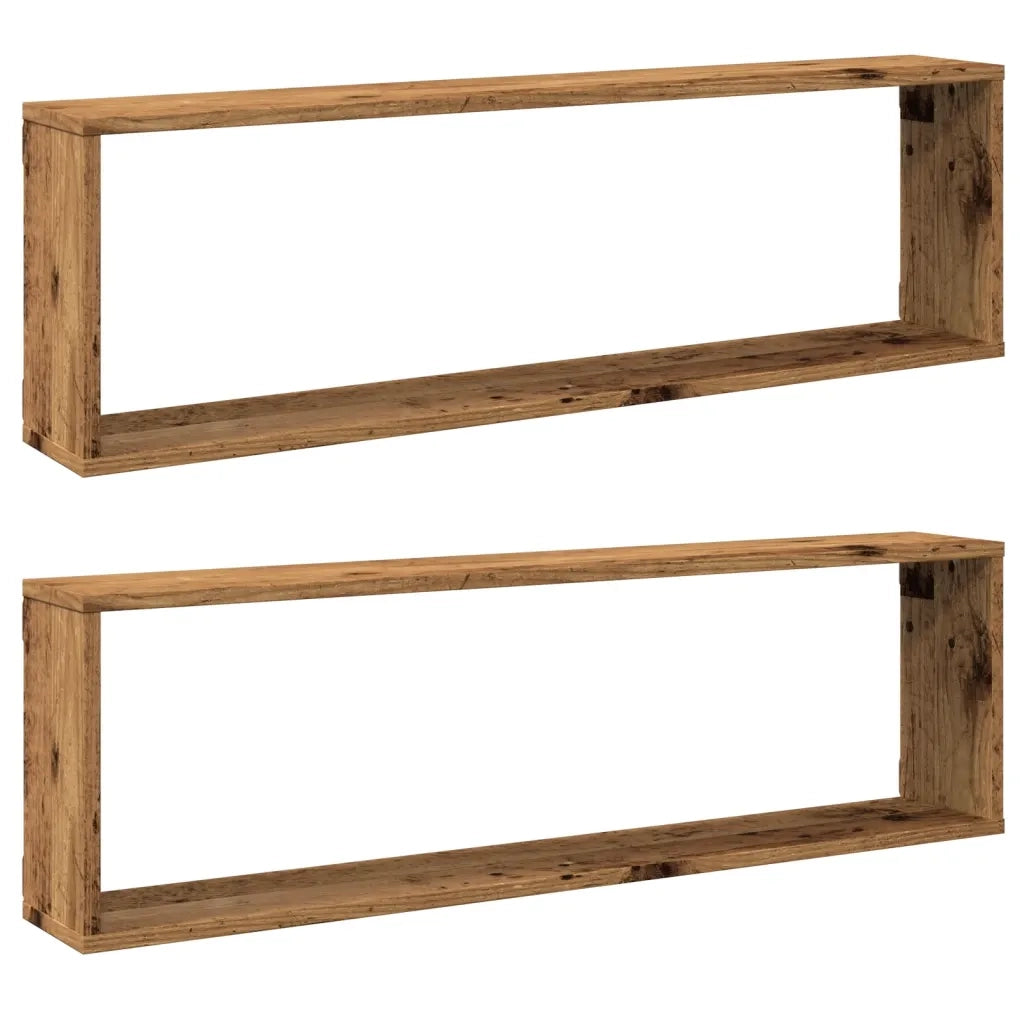 Mensole Parete a Cubo 2 pz Legno Vecchio 100x15x30cm Truciolato 856582