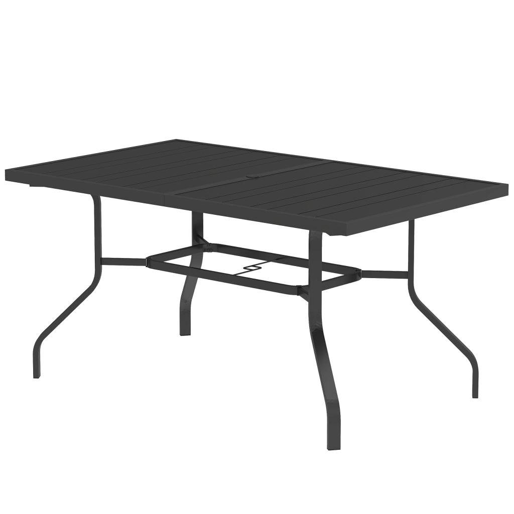 Tavolo da giardino ¨C zephmum ¨C 152x90 cm, nero, acciaio, lattoni